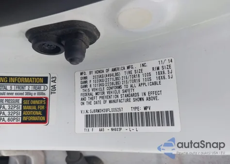 2015 Honda Cr-V Lx from USA, damaged, VIN 5J6RM3H39FL005257